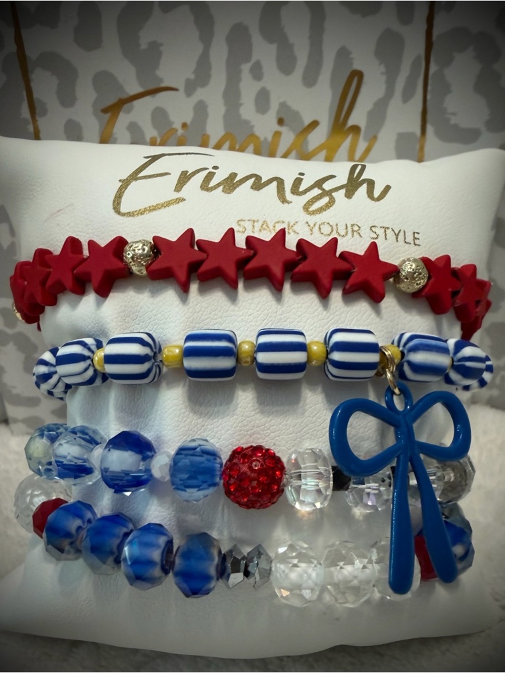 New ERIMISH Bracelets - 4 Pc - RWB - Custom Regular, Kids or Extended Size
